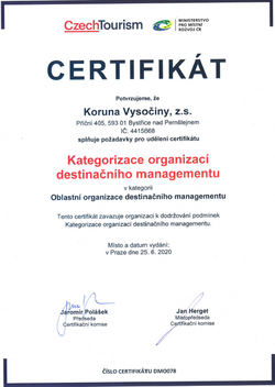 Certifikát Koruny_Vysočiny_2020