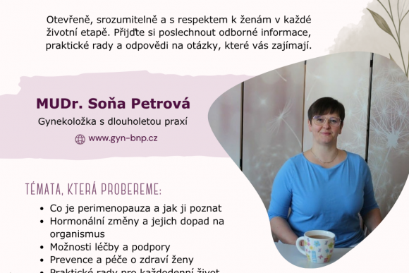 Beseda Perimenopauza s MUDr. Soňou Petrovou - hlavní náhled