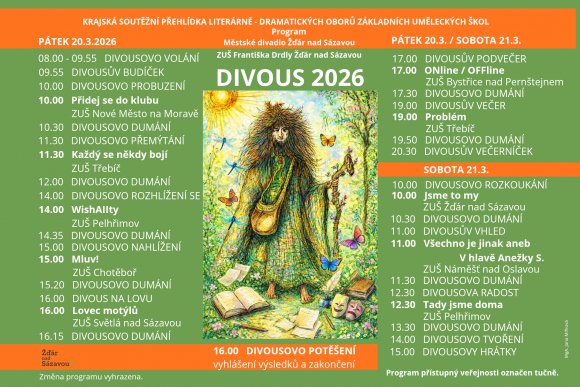 DIVOUS 2026 - krajská soutěžní přehlídka literárně - dramatických oborů ZUŠ - hlavní náhled