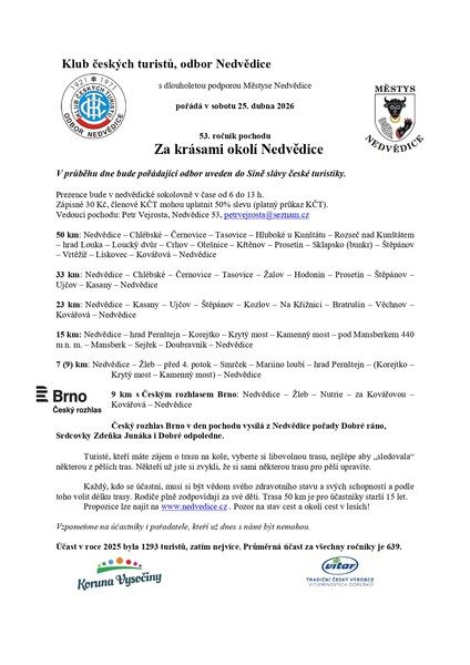 Nedvedice Pochod 2026