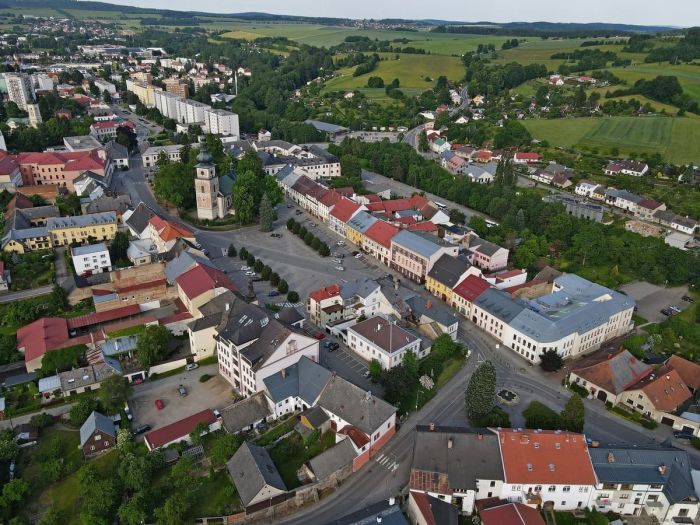 Letecký záběr na Nové Město na Moravě